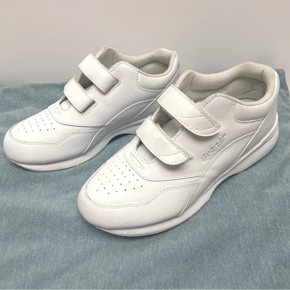 Propet Shock Absober White Walking Shoes Sneakers Leather Women’s Size 8X Wide